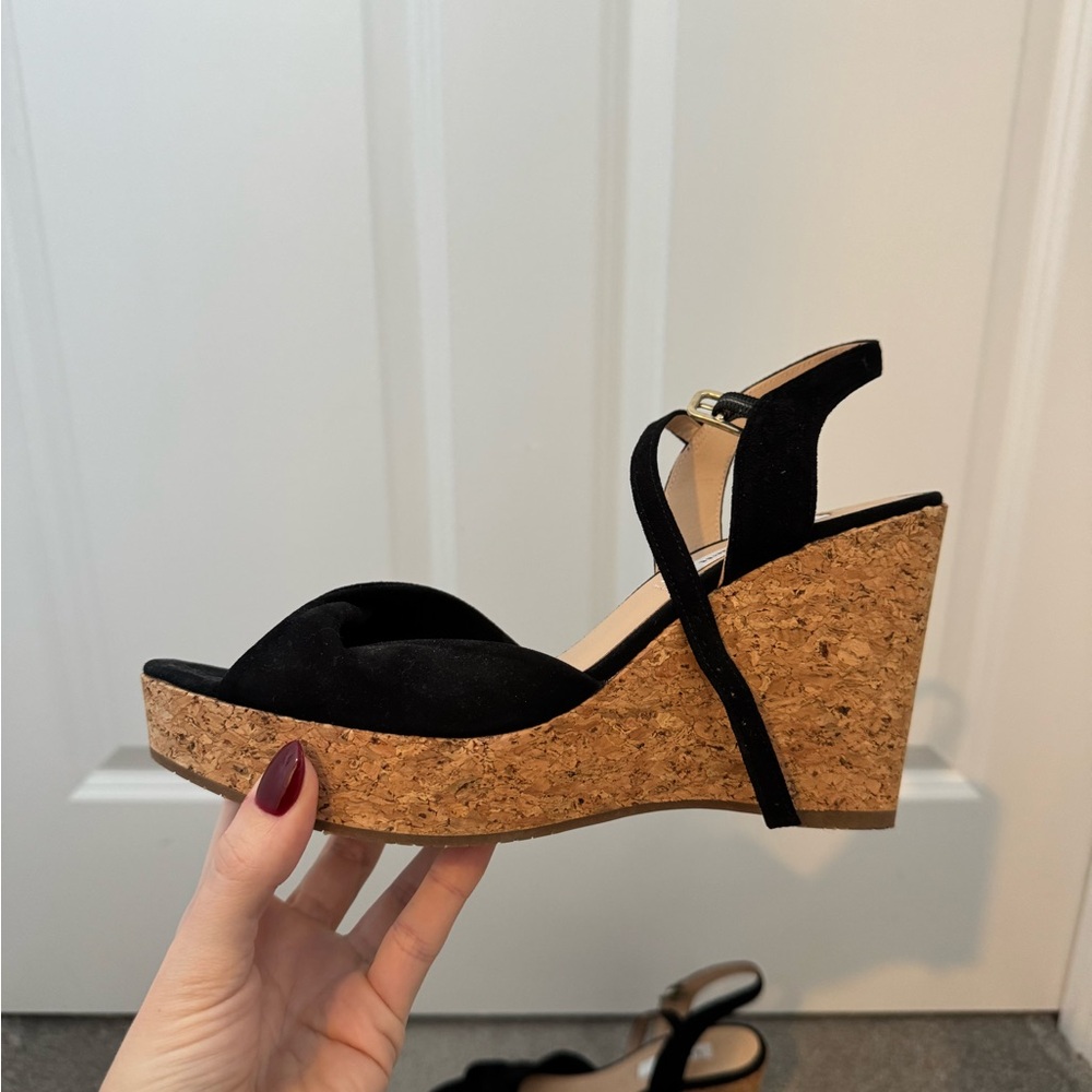LK Bennett Black and Tan Wedge Sandals - Picture 5 of 7